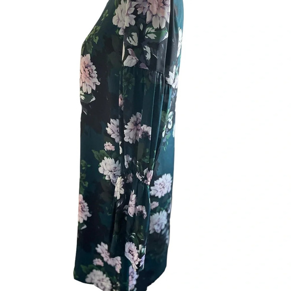 Club Monaco Sanai Silk Floral Crew Neck Long Sleeve Shift Dress - Picture 6 of 12